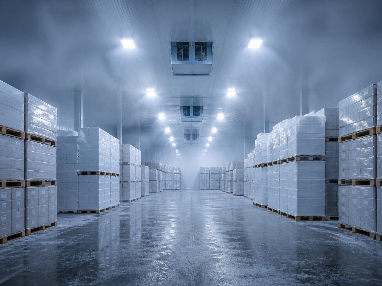 Chilled staging facility with palletised consignments