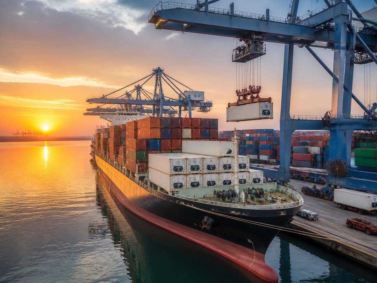 Reefer containers being loaded at an Indian port